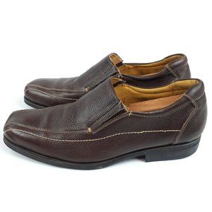 Sandro Moscoloni Mens 13D Pebbled Leather Slip-On Loafer Dress Shoes Brown 62046